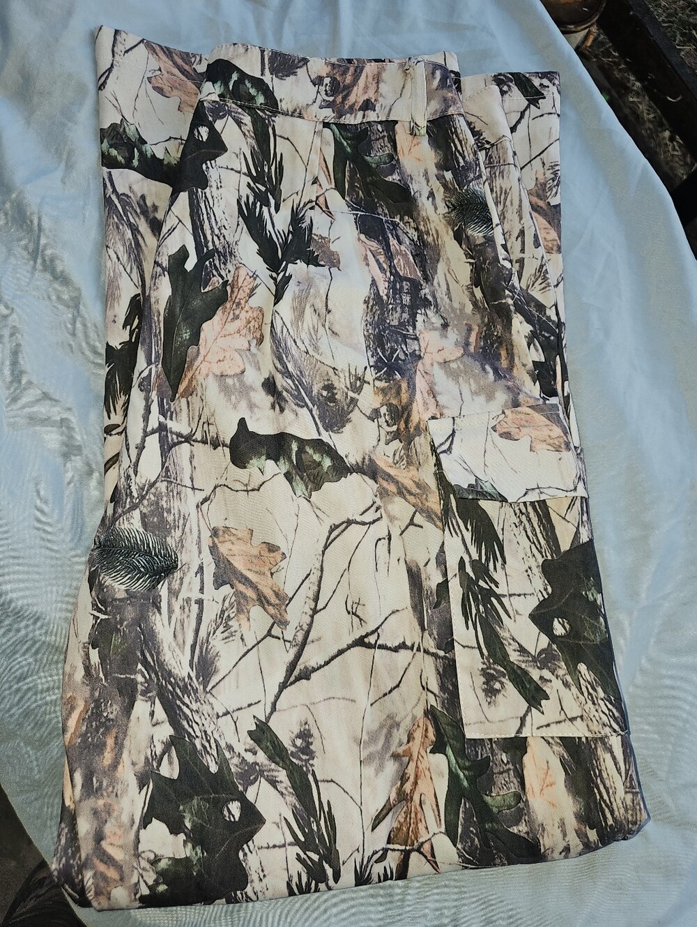 Source Unknown Camo Print Utility Pants in Green, Brown, Cream